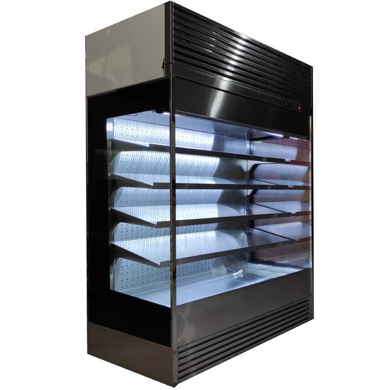 Stainless steel open display freezer