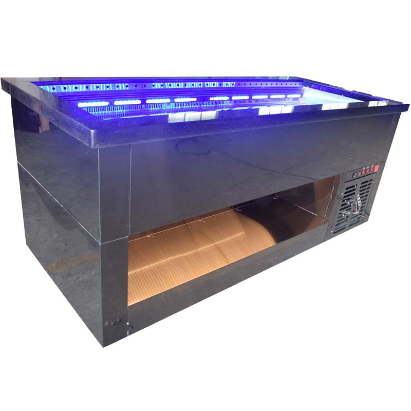black stainless steel open chill table
